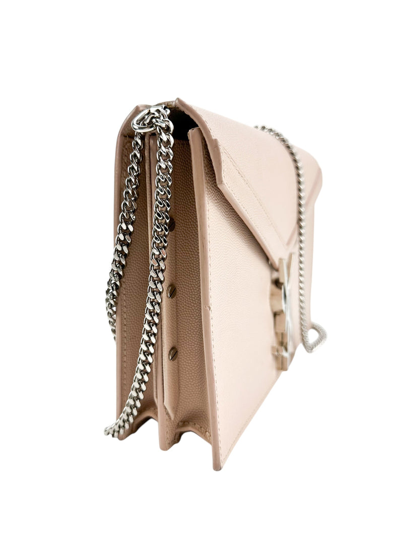 Saint Laurent Pink Pebbled Leather Cassandra