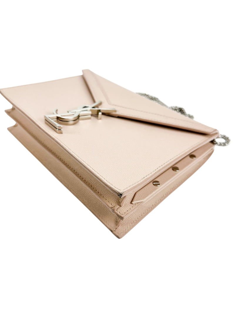Saint Laurent Pink Pebbled Leather Cassandra