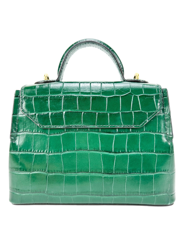 Mulberry Bayswater Green Calfskin Croc Embossed Micro Seaton Bag