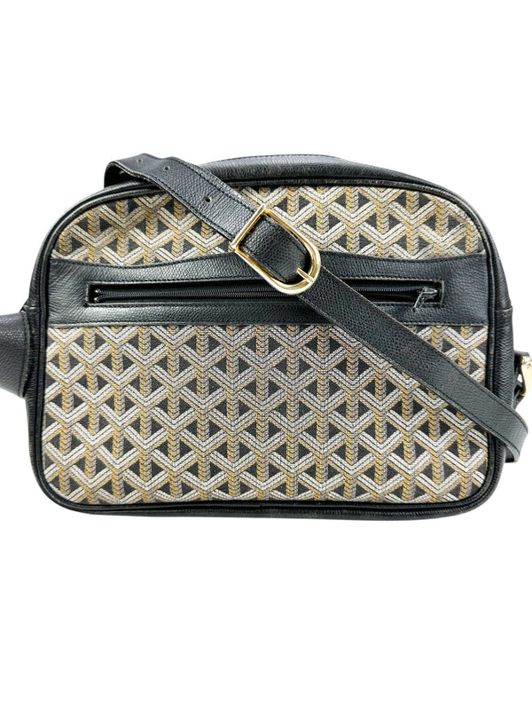 Goyard Brown Canvas Black Leather Goyard Crossbody