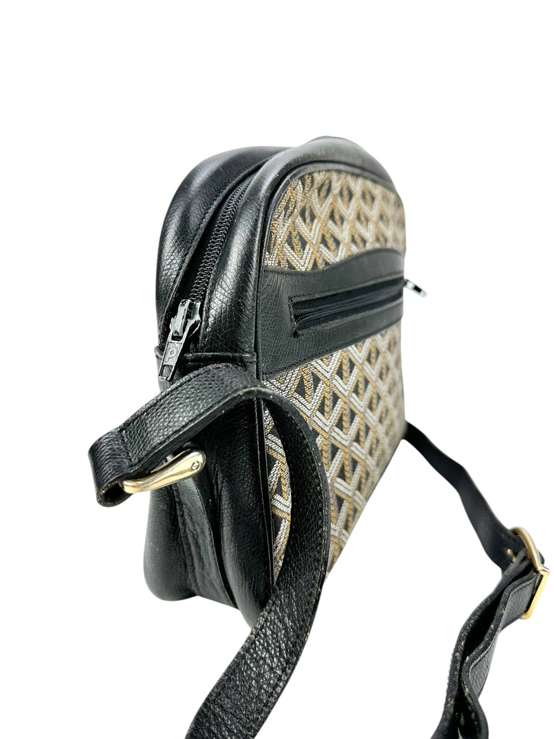 Goyard Brown Canvas Black Leather Goyard Crossbody