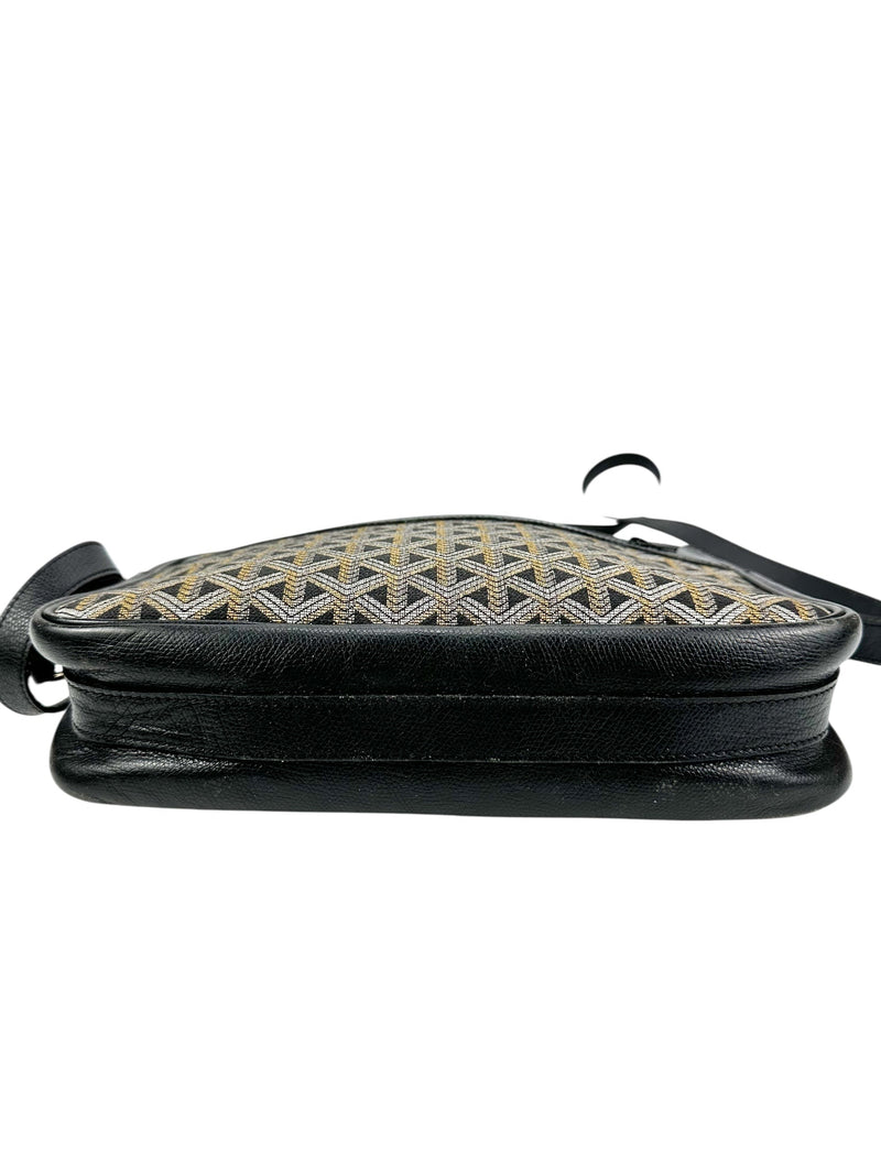 Goyard Brown Canvas Black Leather Goyard Crossbody