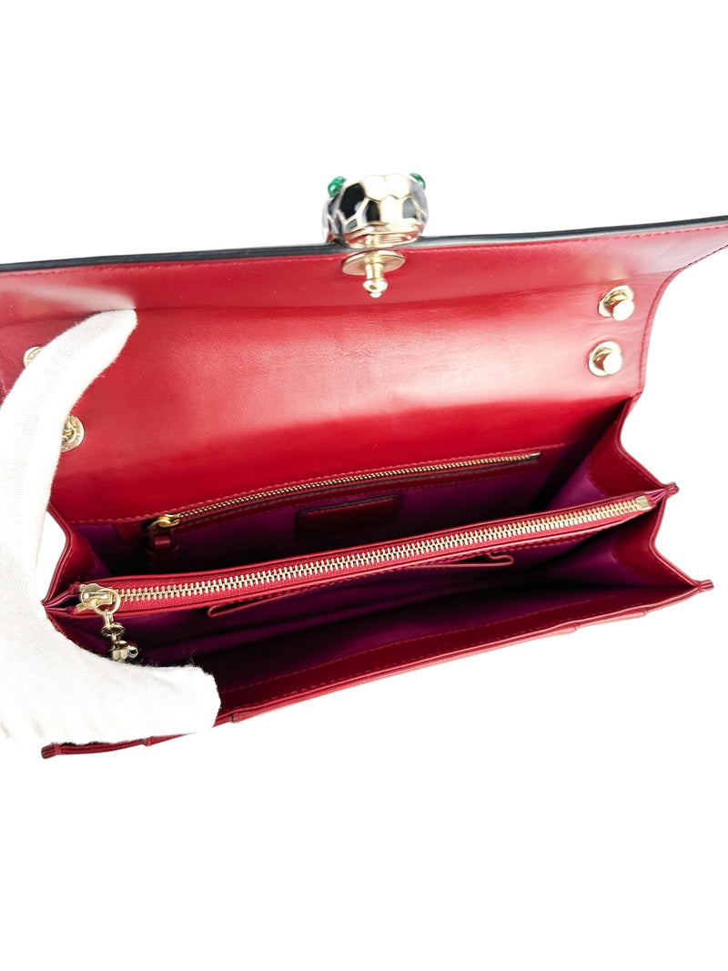 Bulgari Red Leather Serpenti Forever Handbag Medium