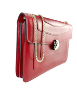 Bulgari Red Leather Serpenti Forever Handbag Medium