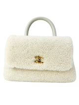 Chanel Ivory Shearling Coco Handle Flap Bag