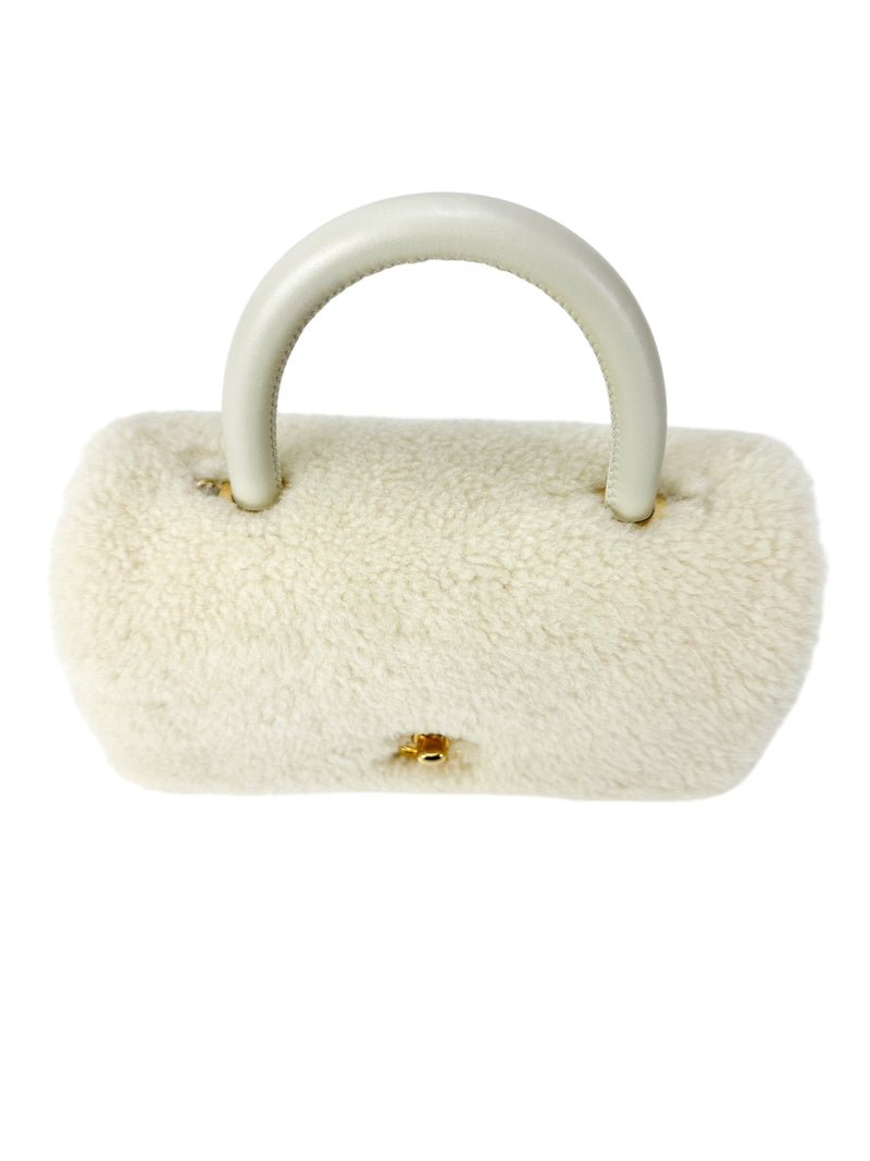 Chanel Ivory Shearling Coco Handle Flap Bag