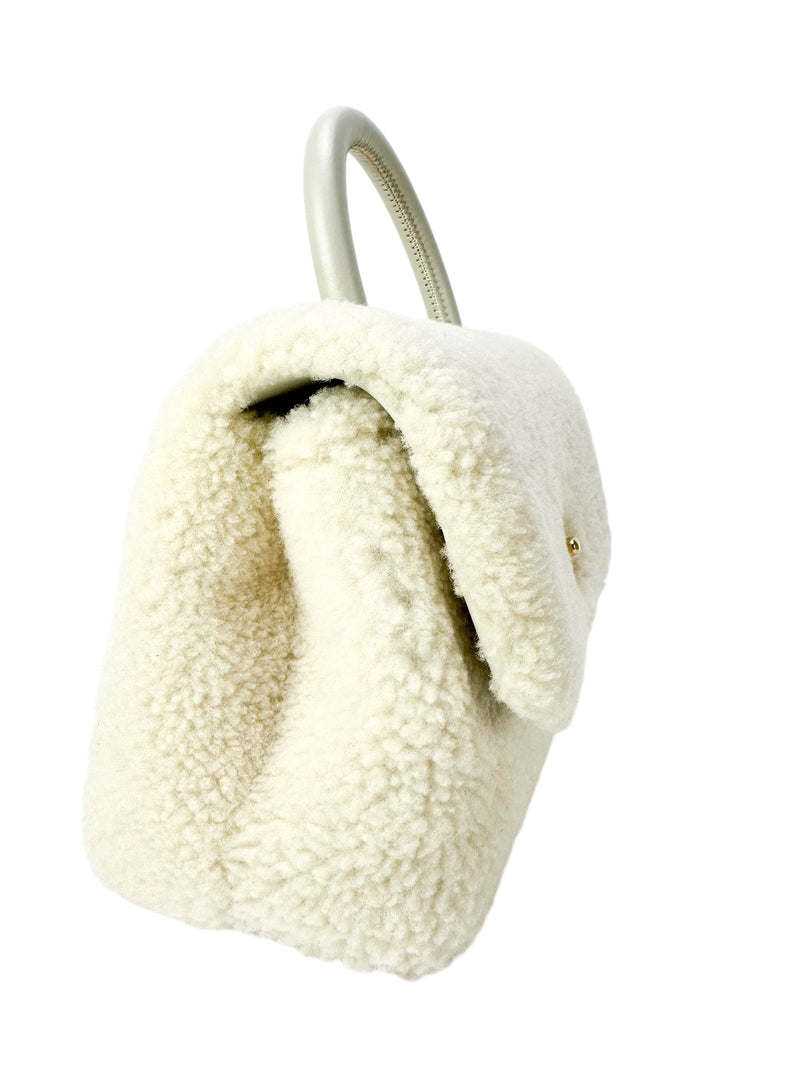 Chanel Ivory Shearling Coco Handle Flap Bag