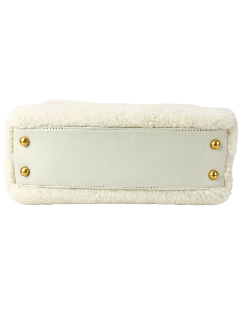 Chanel Ivory Shearling Coco Handle Flap Bag