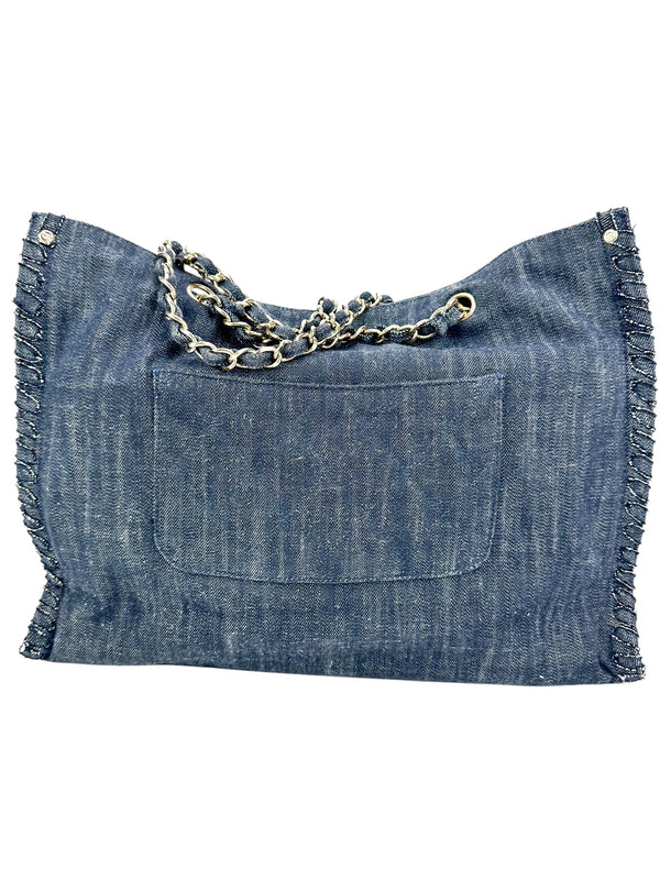 Chanel Blue Denim Airline Tote