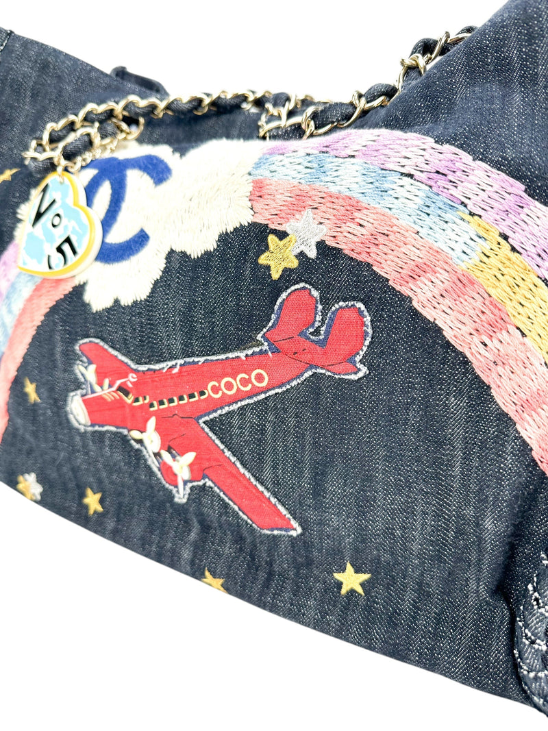 Chanel Blue Denim Airline Tote