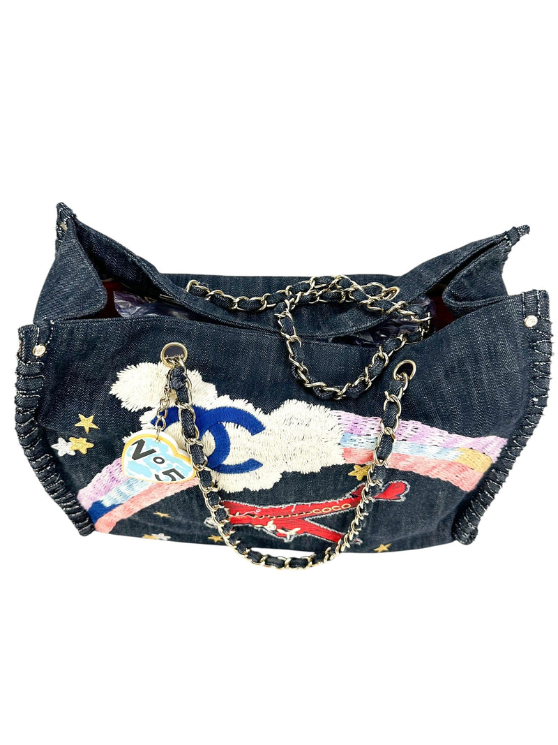Chanel Blue Denim Airline Tote