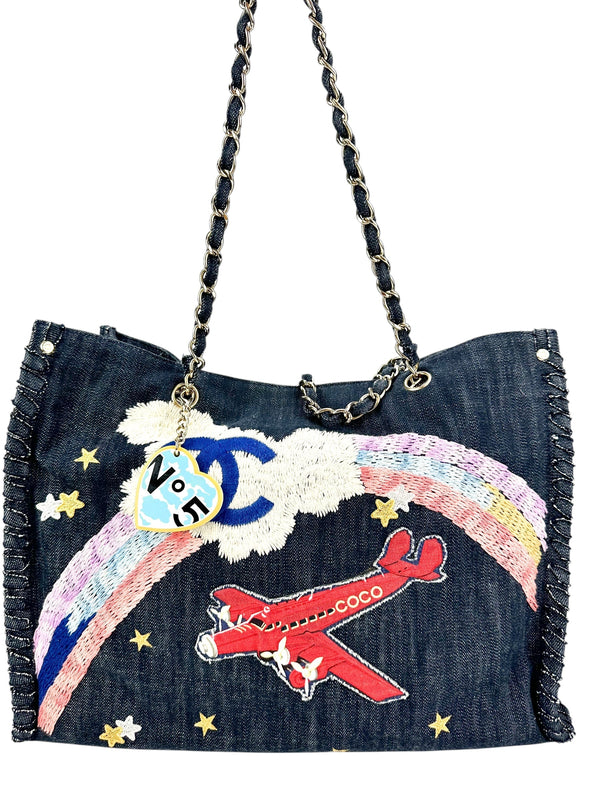 Chanel Blue Denim Airline Tote