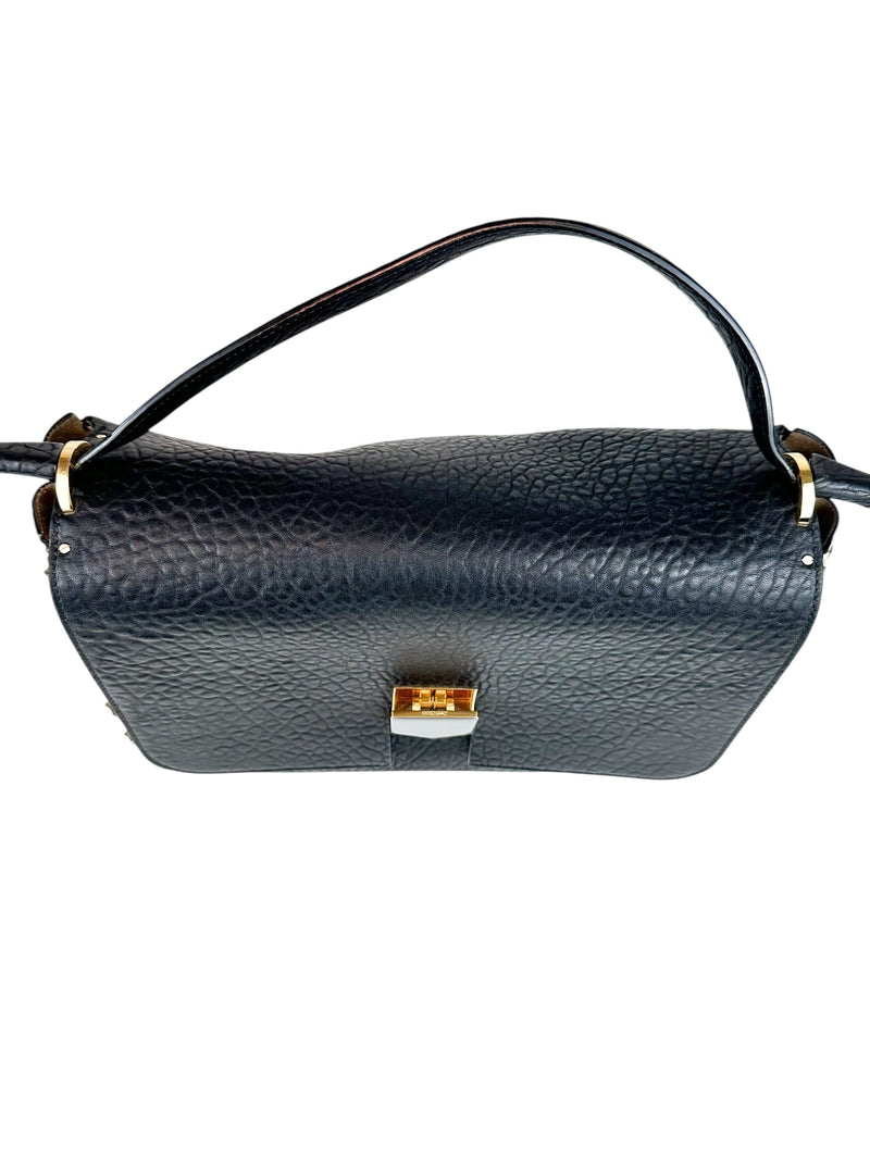 Jimmy Choo Black Leather Lockett Shoulder Bag