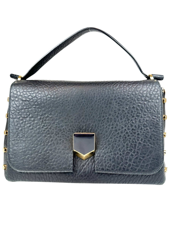 Jimmy Choo Black Leather Lockett Shoulder Bag
