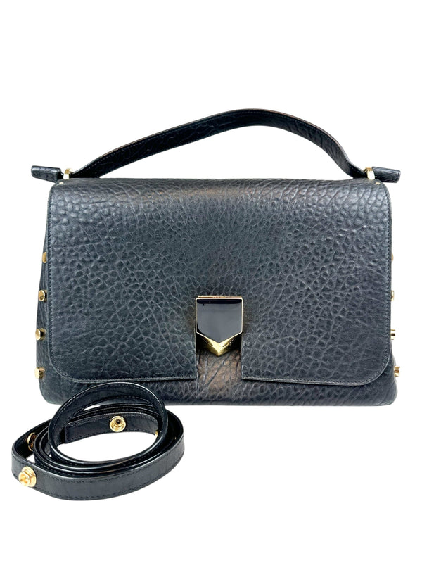 Jimmy Choo Black Leather Lockett Shoulder Bag
