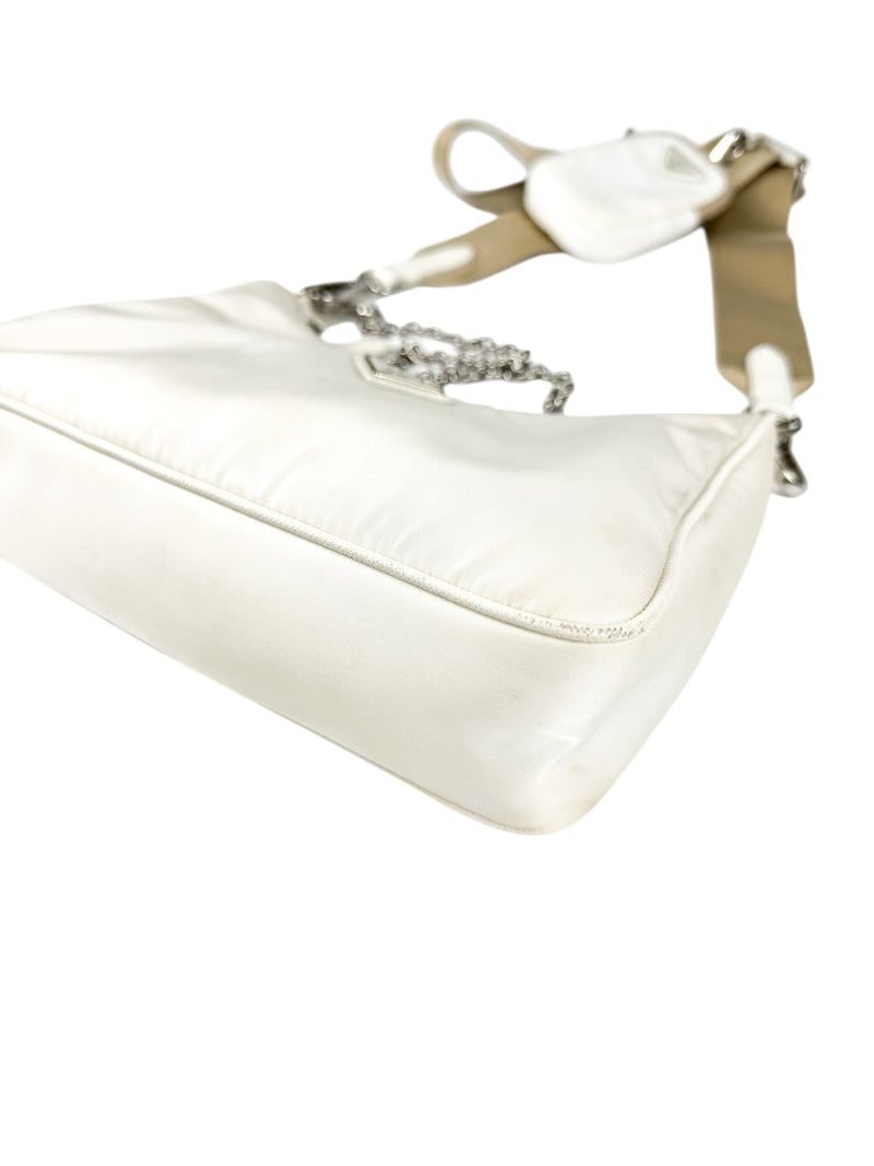 Prada Cream Nylon Re Edition Shoulder Bag