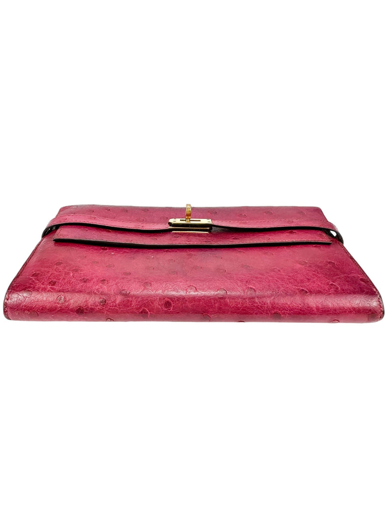 Hermes Magenta Ostrich Kelly Lounge Wallet