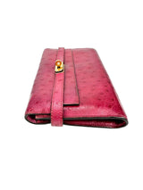 Hermes Magenta Ostrich Kelly Lounge Wallet