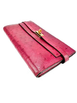 Hermes Magenta Ostrich Kelly Lounge Wallet