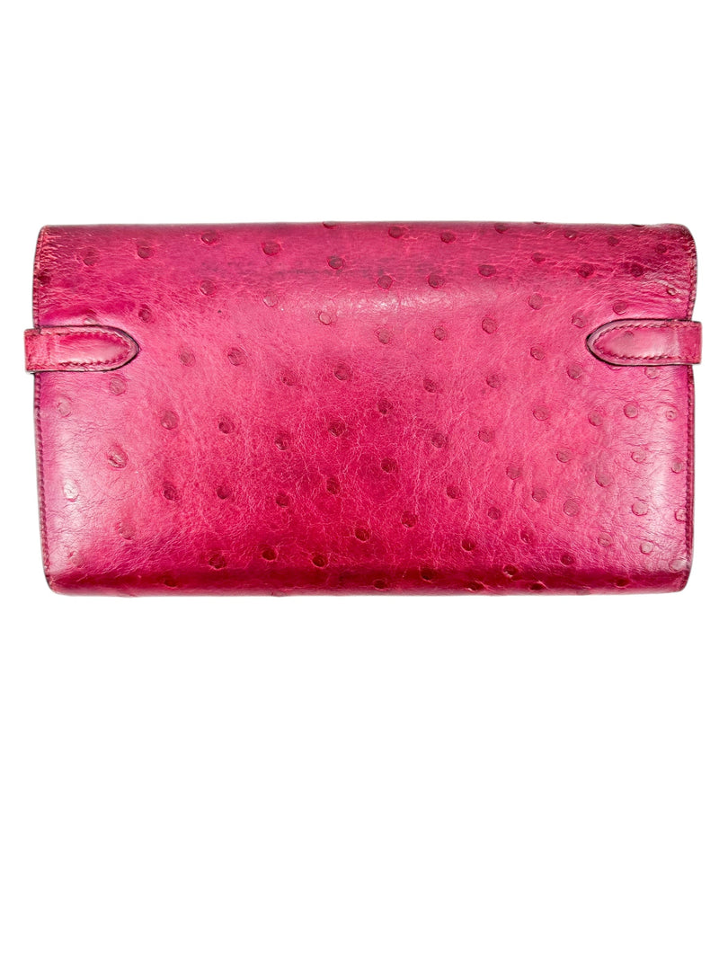 Hermes Magenta Ostrich Kelly Lounge Wallet