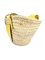 Loewe Yellow Raffia And Leather Basket Bag