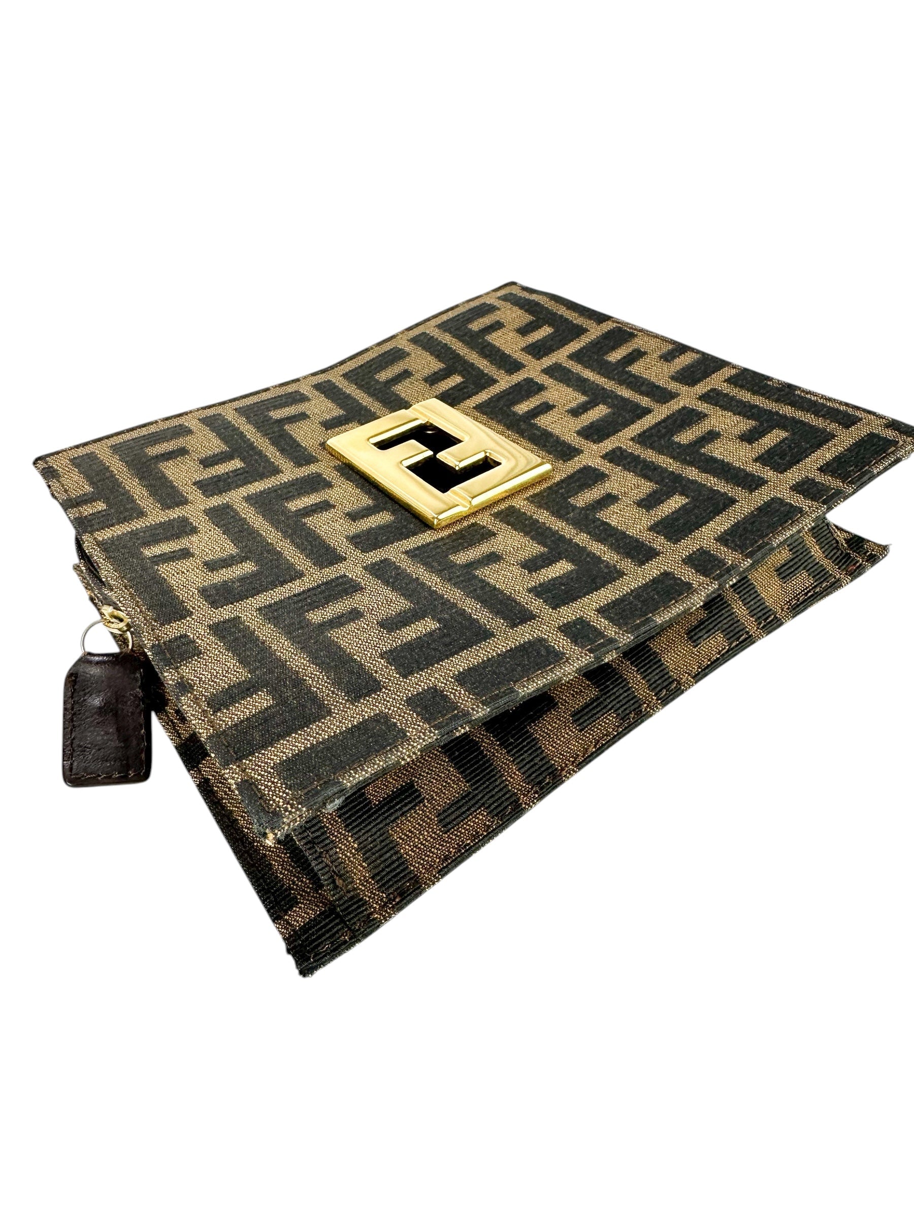 Fendi Zucca Brown Canvas Clutch
