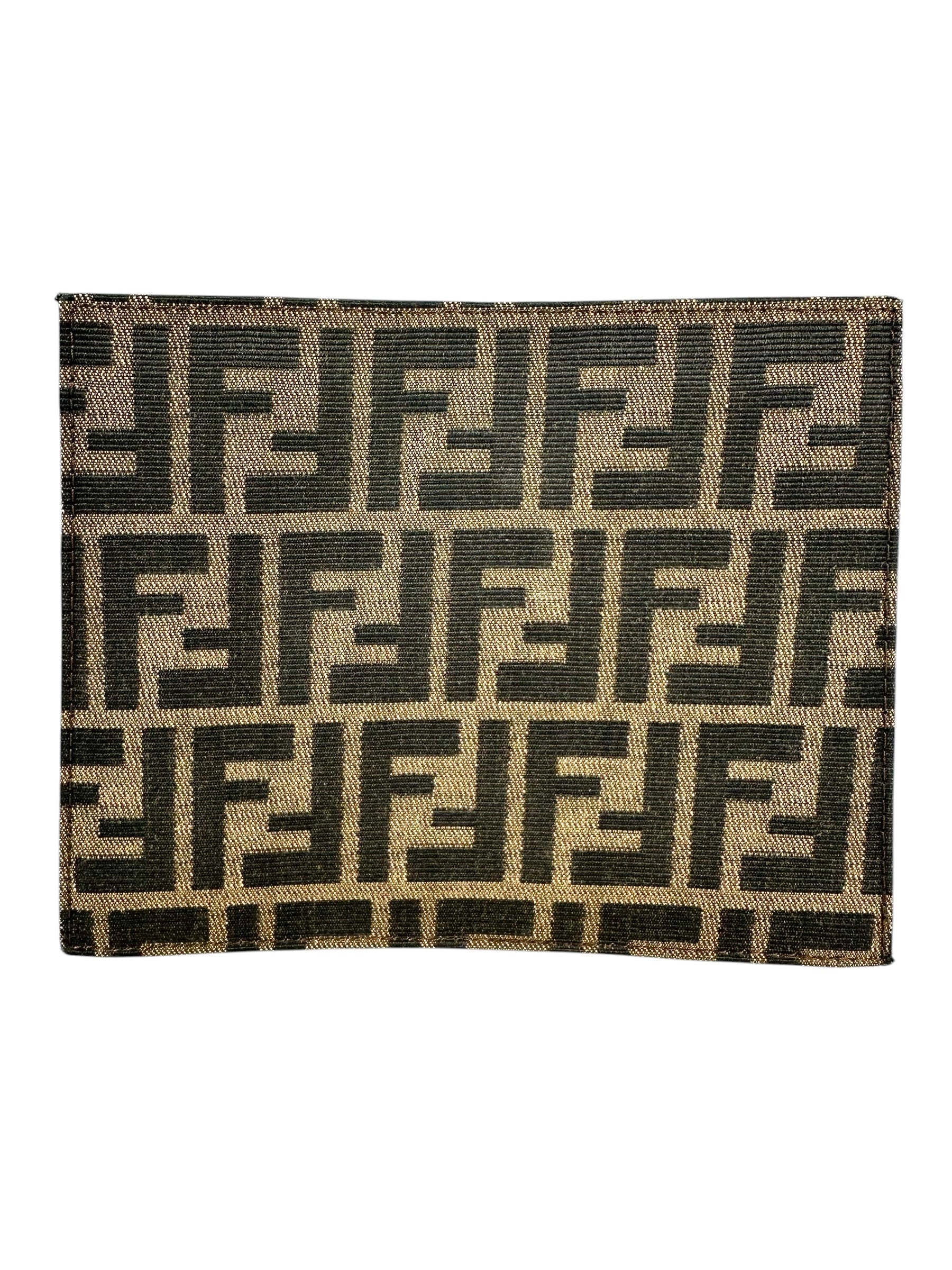 Fendi Zucca Brown Canvas Clutch