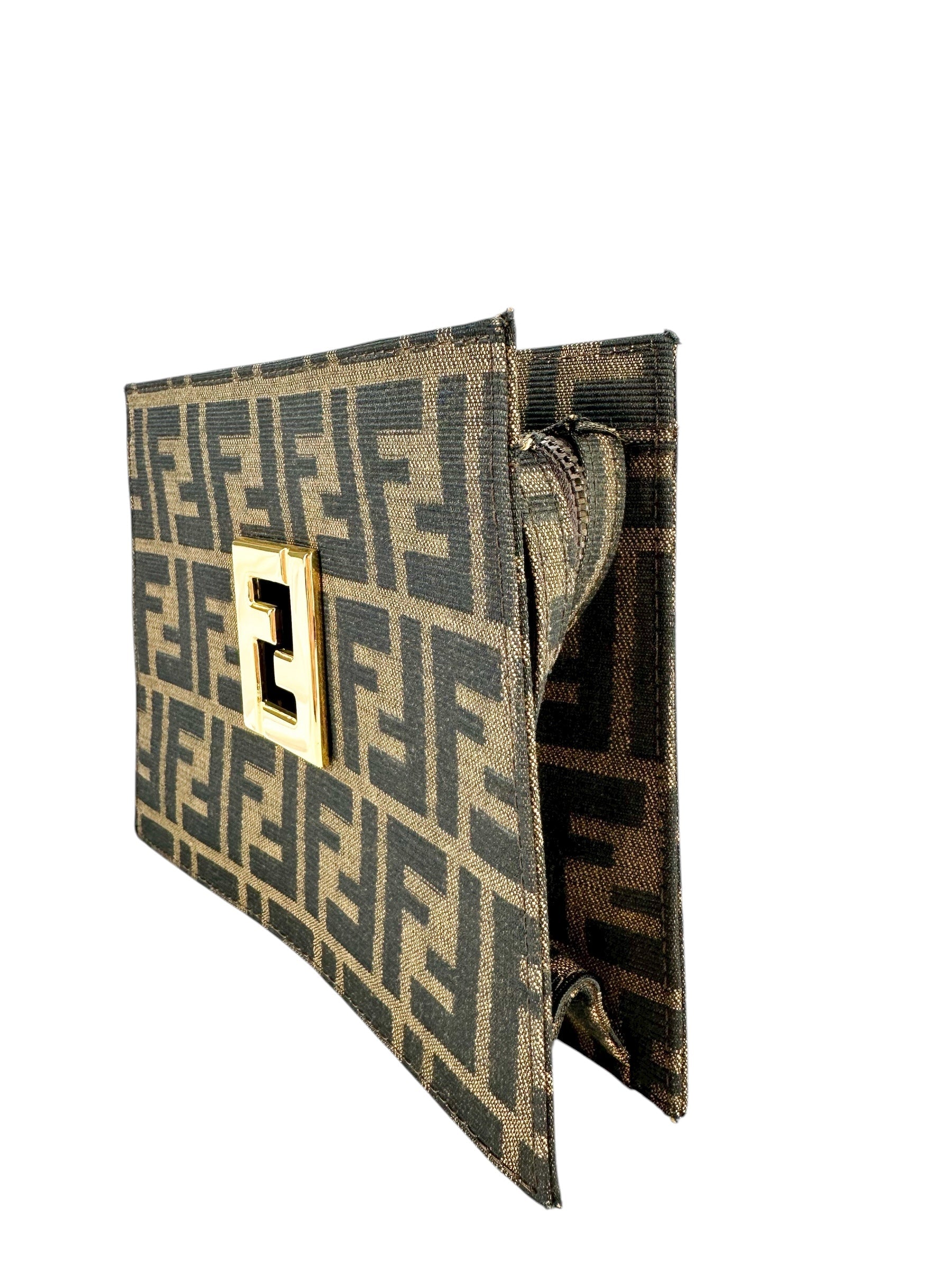Fendi Zucca Brown Canvas Clutch
