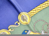Hermes Blue Silk Les Tambours Scarf