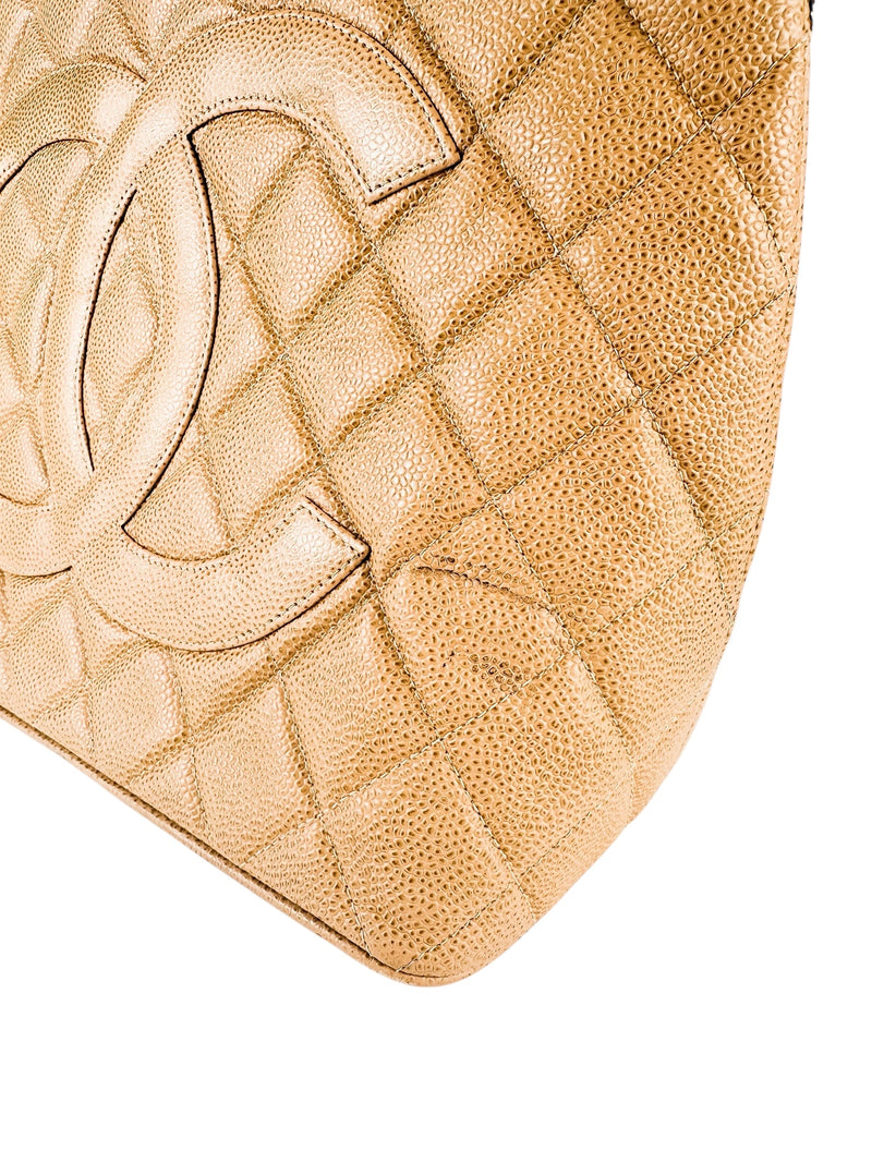 Chanel Beige Caviar Leather Medallion Tote Bag