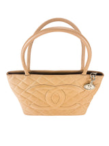 Chanel Beige Caviar Leather Medallion Tote Bag