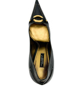 Dolce & Gabbana Black Leather Buckle Heel 39.5