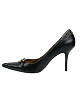 Dolce & Gabbana Black Leather Buckle Heel 39.5