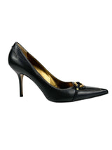 Dolce & Gabbana Black Leather Buckle Heel 39.5