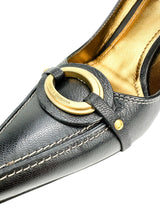 Dolce & Gabbana Black Leather Buckle Heel 39.5