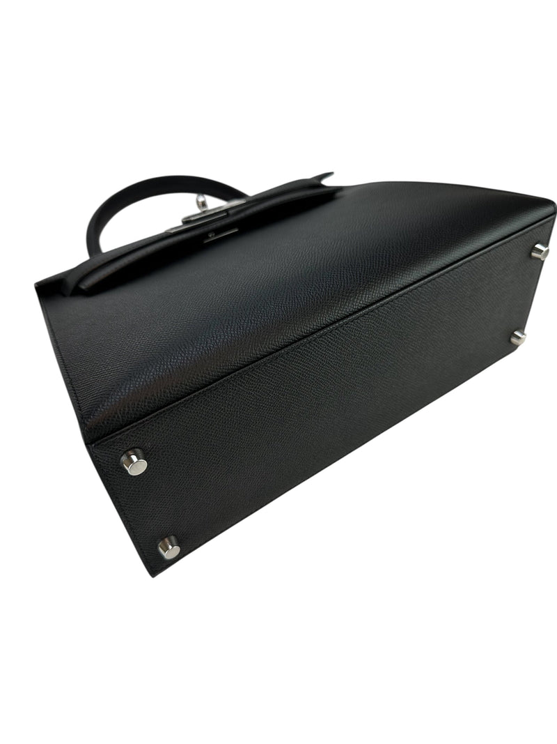Hermes Noir Sellier Kelly 28 Palladium Hardware