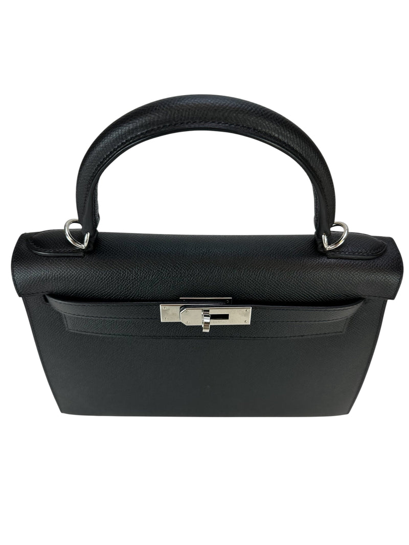 Hermes Noir Sellier Kelly 28 Palladium Hardware