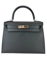 Hermes Noir Sellier Kelly 28 Palladium Hardware