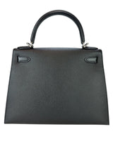 Hermes Noir Sellier Kelly 28 Palladium Hardware