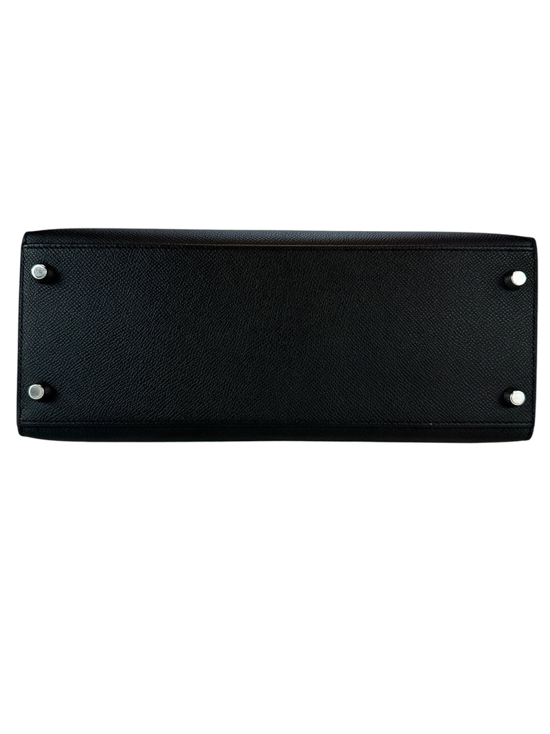 Hermes Noir Sellier Kelly 28 Palladium Hardware