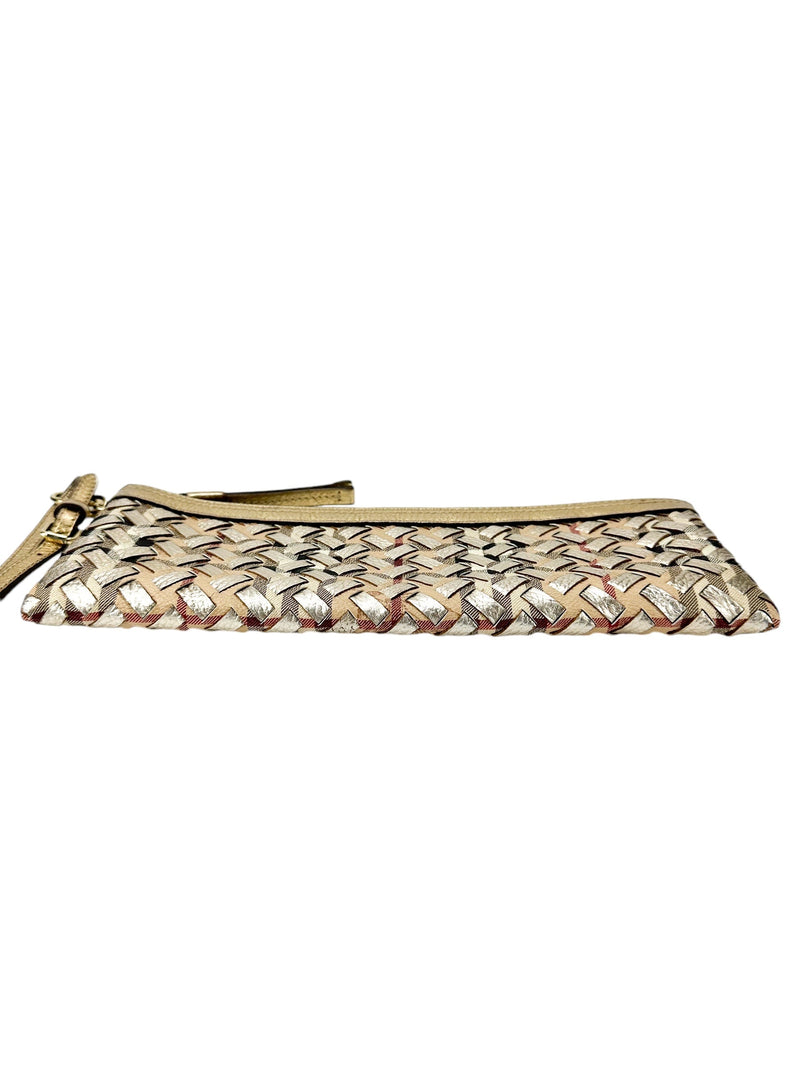 Burberry Metallic Leather Nova Check Ashcombe Clutch