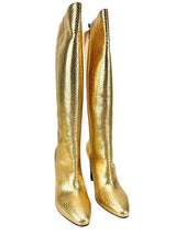 Saint Laurent Gold Faux Python Mirror Boots Size 40