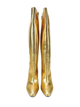 Saint Laurent Gold Faux Python Mirror Boots Size 40