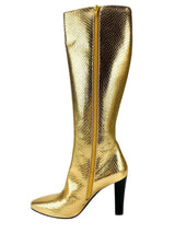 Saint Laurent Gold Faux Python Mirror Boots Size 40