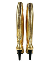 Saint Laurent Gold Faux Python Mirror Boots Size 40