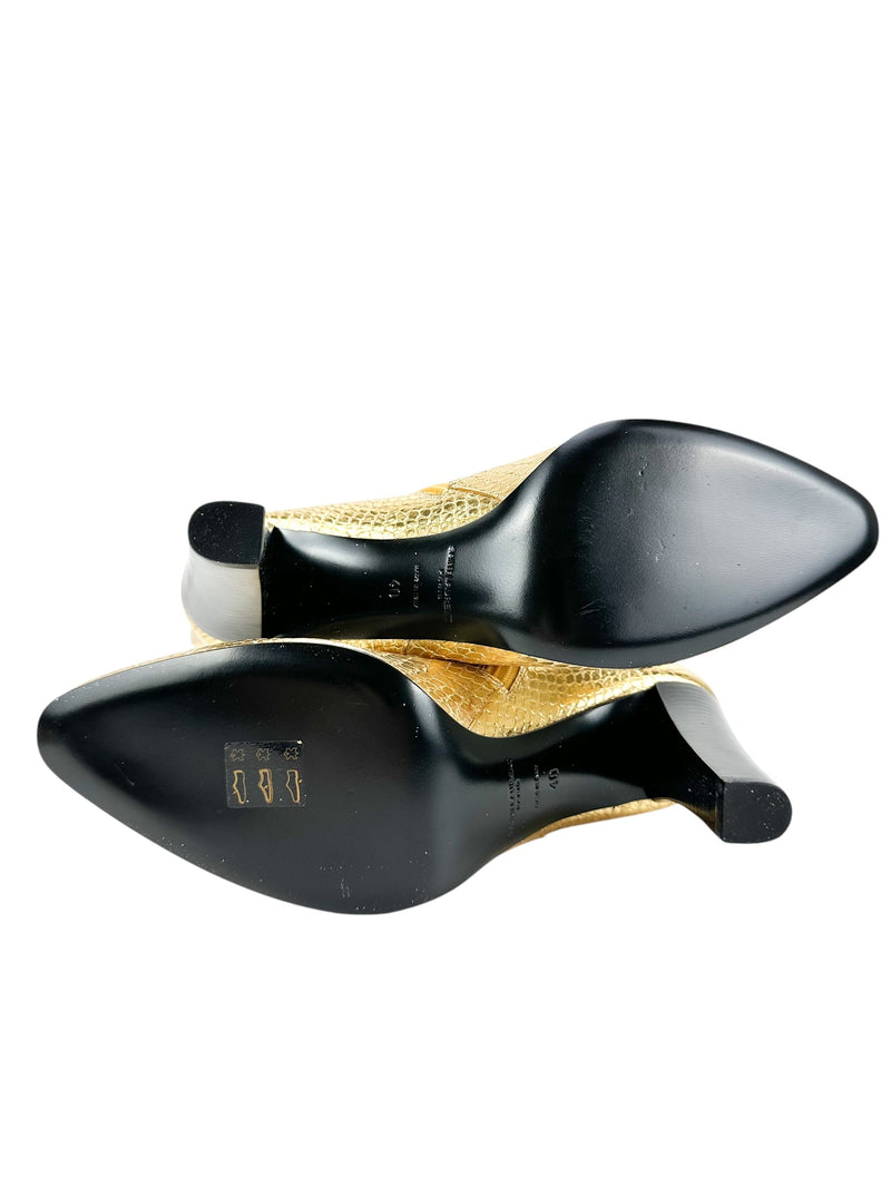 Saint Laurent Gold Faux Python Mirror Boots Size 40