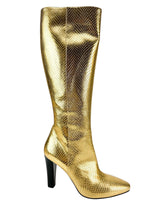 Saint Laurent Gold Faux Python Mirror Boots Size 40