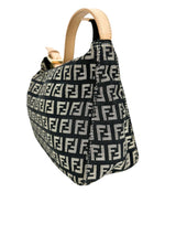 Fendi Black and Gold Canvas Zucchino Handbag