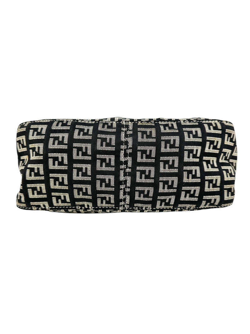 Fendi Black and Gold Canvas Zucchino Handbag