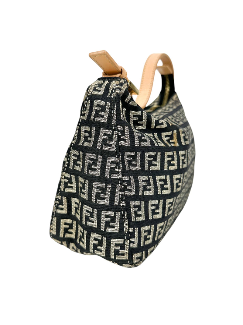 Fendi Black and Gold Canvas Zucchino Handbag